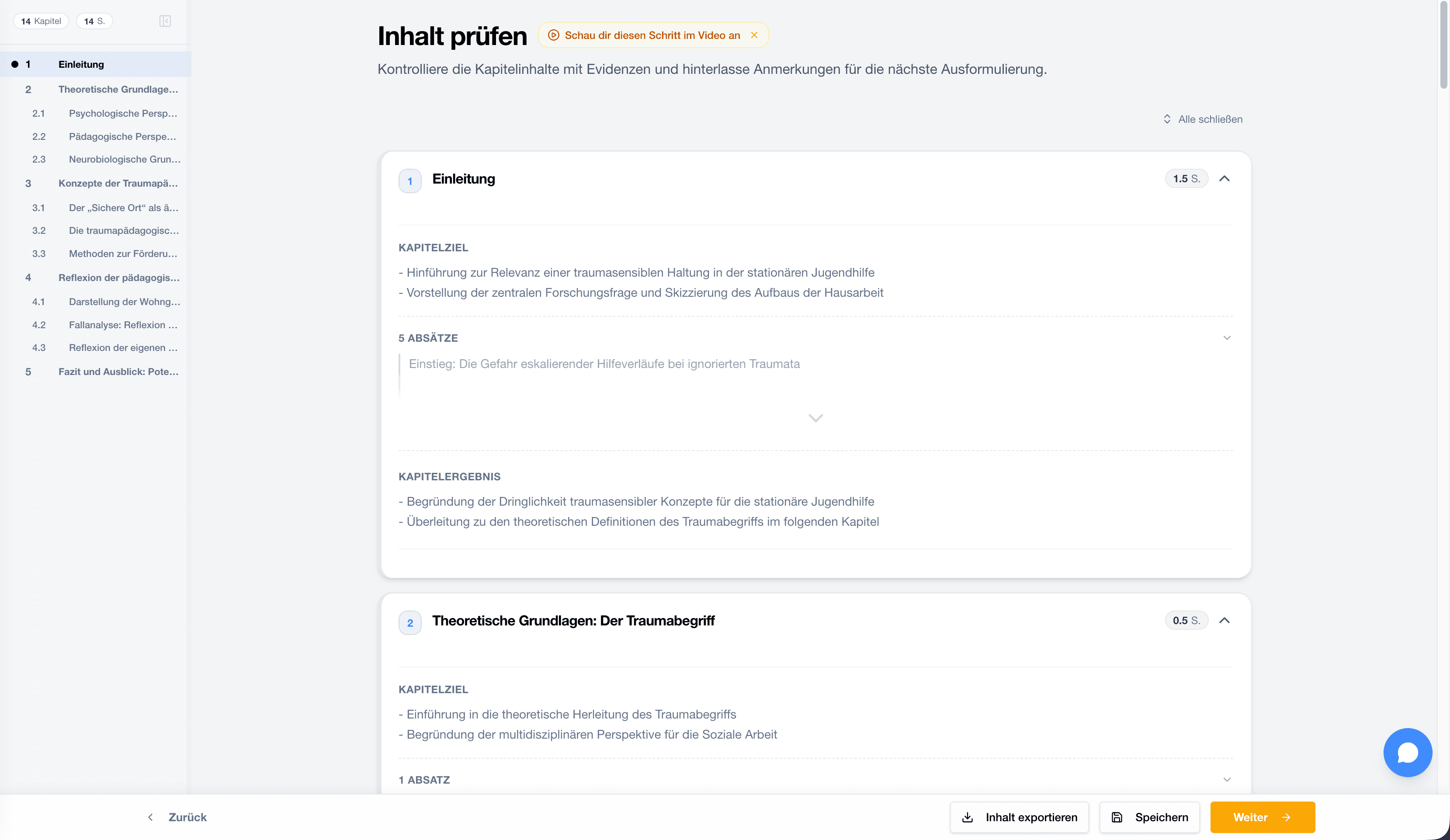 StudyTexter Prüfansicht mit Feedback zur Arbeit